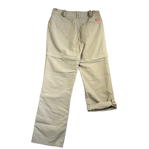 The North Face Pant Women 6 Khaki Tan Nylon Zip Off Cargo Utility Hiking Outdoor - Picture 2 of 14